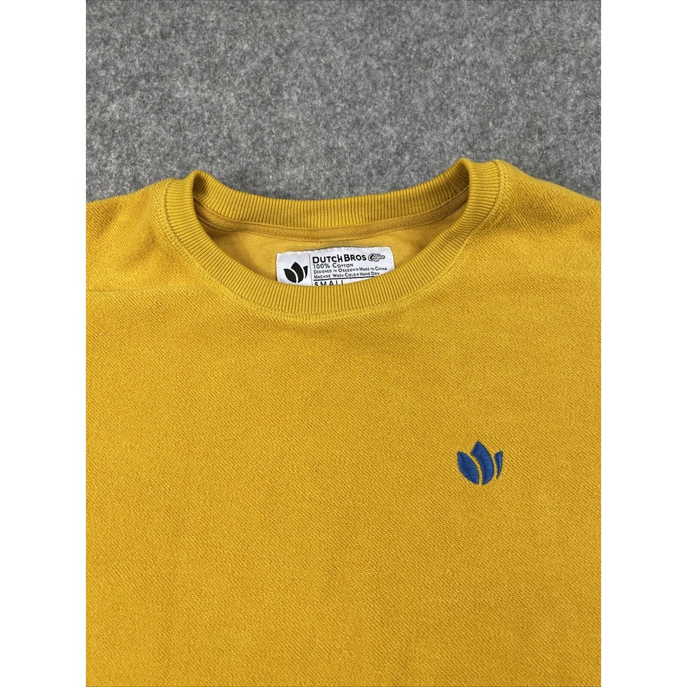 Dutch Bros Terry Pullover Men's Small Yellow Fleece Crew Neck Cozycore - Picture 4 of 6